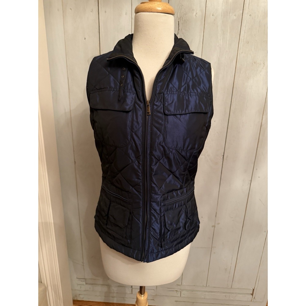 LAUREN Ralph Lauren Vest Iridescent Blue Outdoor Quilted Multi Pockets S Rt-169$